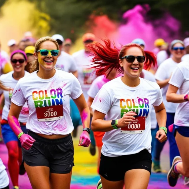 Bagnoles Orne Bebagnoles Destination Domfront Evenement Color Run Rues Medievales Couleurs Tshirt Blanc